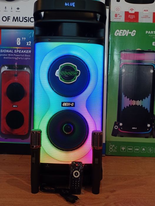Блютуз караоке акустика Gedi-58(SD,USB,FM) пультДУ, 2микрофона