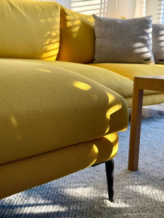 Sofa Narożnik Comforty żółty tkanina kvadrat