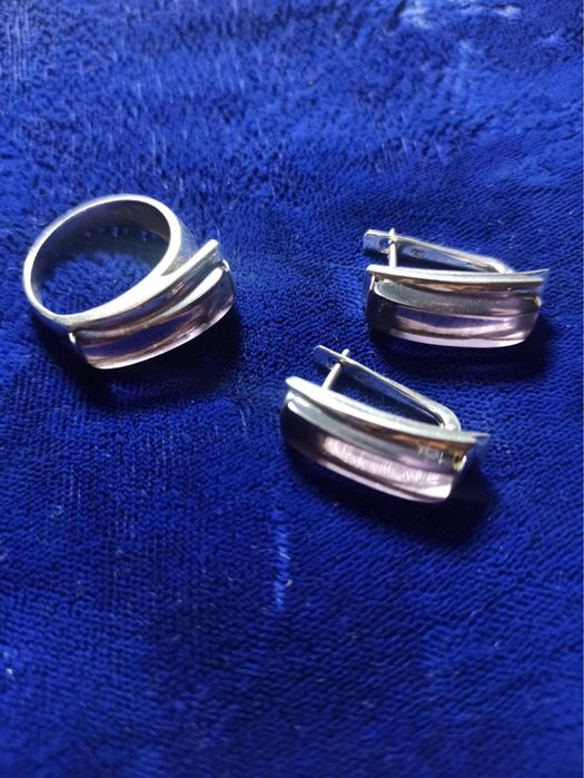 Комплект из индийского серебра, агат, проба 925