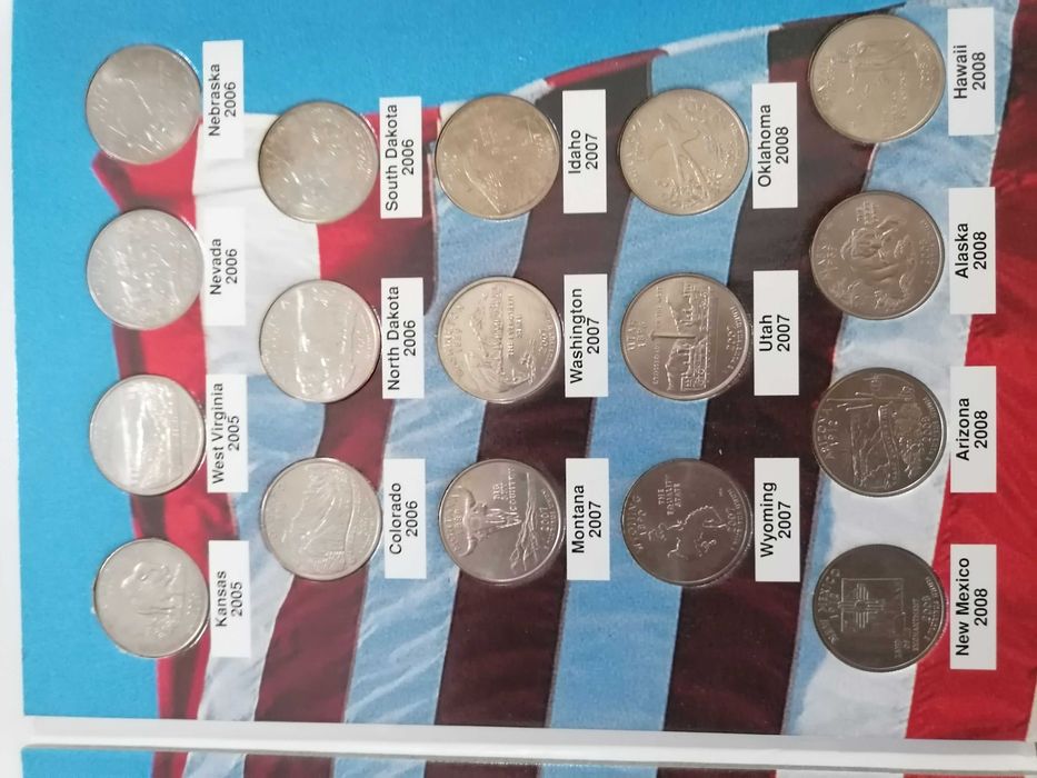 Monety kolekcjonerskie 25 centów USA.  Stany USA (51 szt)