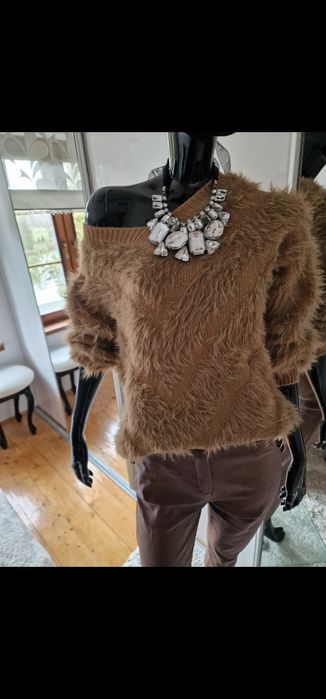 Sweter puchaty jak Moher złoty karmel 40/42/44