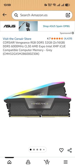 32GB (2x16GB) Corsair Vengeance 6000MHz CL30