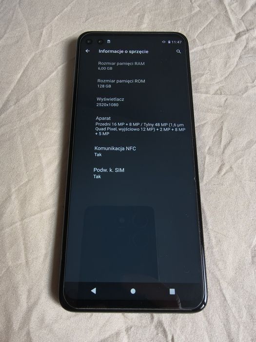 Motorola Moto G 5G Plus 6/128 GB Mystic Indigo 5G - Ekran jak nowy
