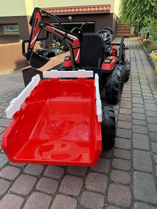 TRAKTOR na Akumulator z przyczepką Dla Dzieci 400W 24V Koparka Ciągnik