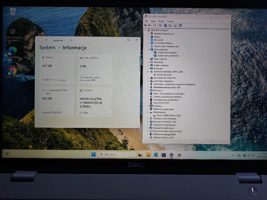 Dell latitude 5511  i7-10850H/16GB/512SSD/FHD/Nvidia MX 250/Win 11/