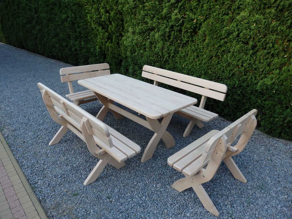 Meble ogrodowe ławy stół ZESTAW 180 cm olchowe od PRODUCENTA