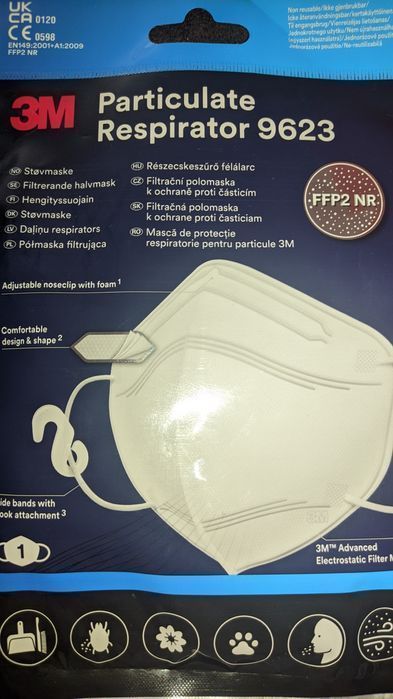 Maska 3M 9623 FFP2 półmaska filtrują 10 szt z regulowaną blaszka nos