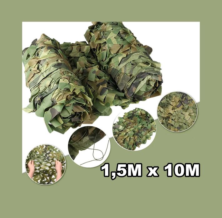 Okazja Bardzo Duża Siatka Maskująca 10 Metrów Długości SUPER KAMUFLAŻ