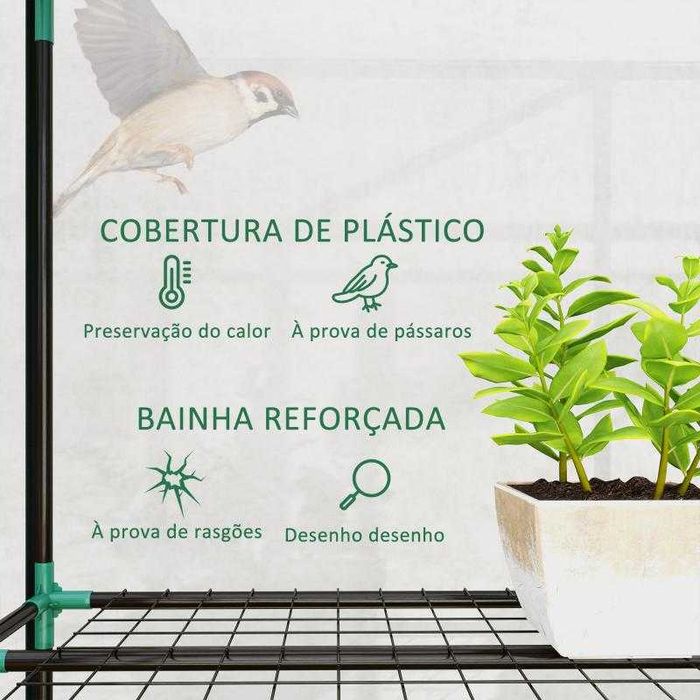 Estufa Pequena com Prateleiras 215x46x151 cm