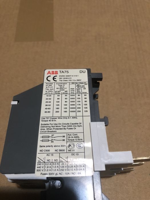 Przekaźnik termiczny ABB TA75DU-50 36A - 52A