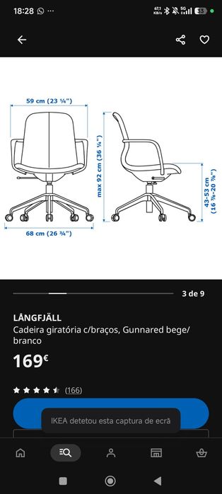 Cadeira com rodas e braços de apoio ikea