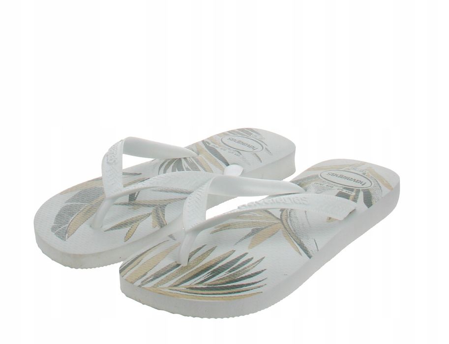 Havaianas japonki damskie białe wzór liście wsuwane 37-38 1jwh