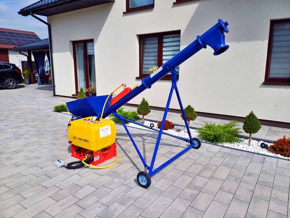 ZESTAW DO ZAPRAWIANIA ZBOŻA Zaprawiarka do nasion na żmijkę + żmijka do zboża FI 140 3m 4m 6m + wózek