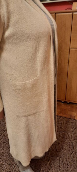 alpaka kardigan długi sweter roz.S/M