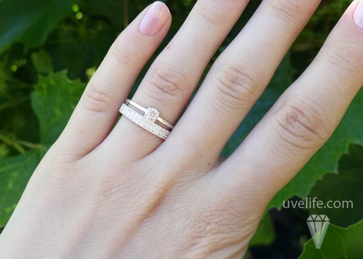 Подвійна каблучка з розсипом каміння