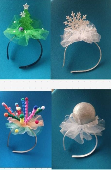 Обруч , ободок на новый год хлопушка , игрушка , жемчужинка , бусинка