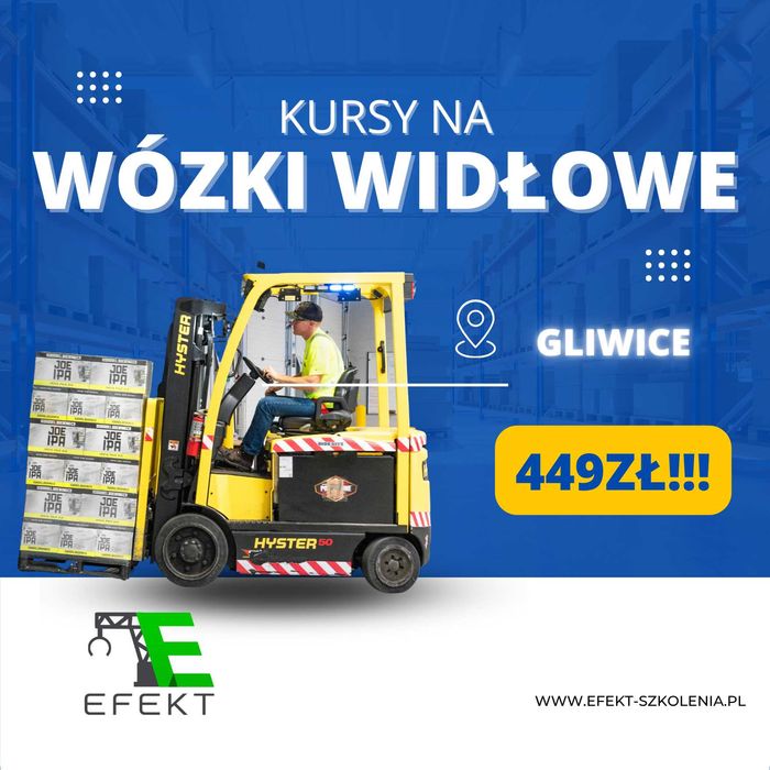 Kurs na wózki widłowe UDT 449 zł Gliwice
