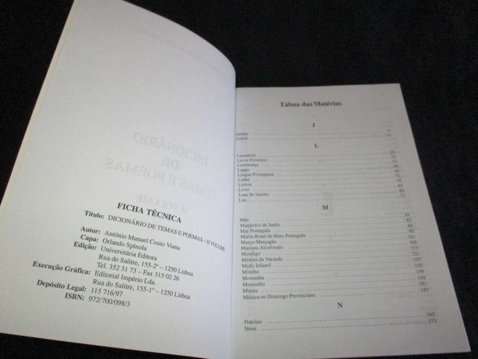 Livro Dicionário de Temas e Poemas António Manuel Couto Viana