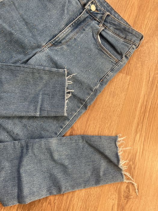 Jeansy skinny z diamencikami wysoki stan M 38