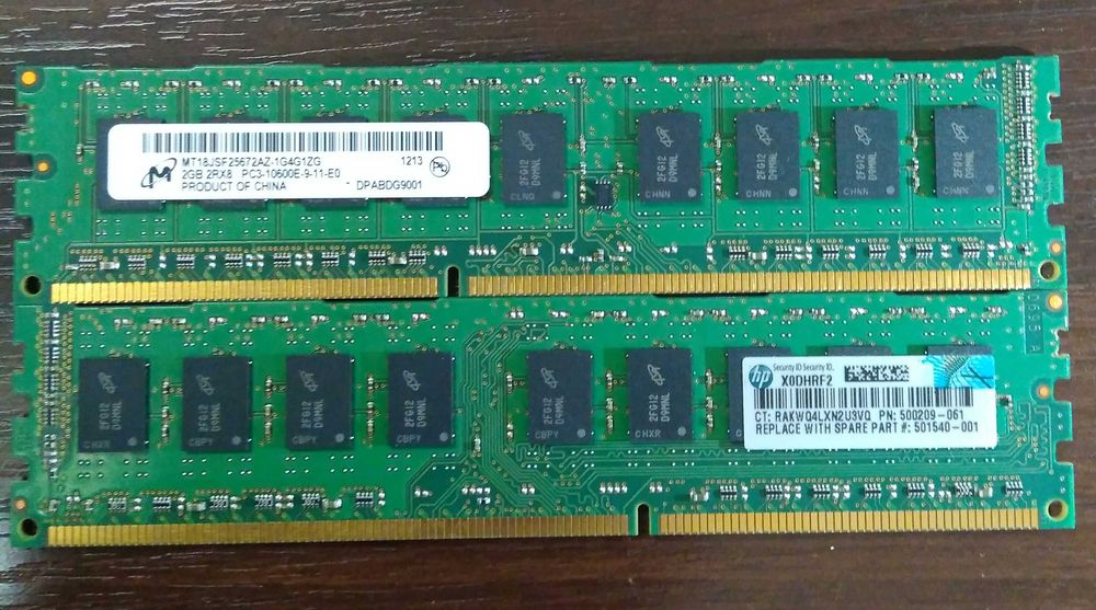 Серверная память HP RDIMM  DDR3 ECC Reg Nanya Hynix Micron 8/4/2/1 GB