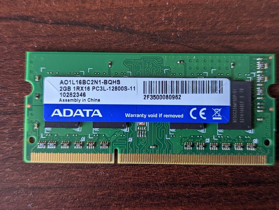 Оперативная память SODIMM 2GB DDR3L 1600MHz Adata AO1L16BC2N1-BQHS