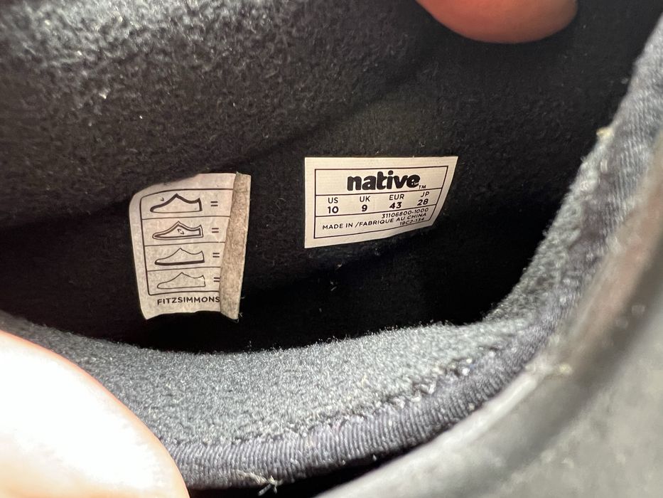 43-28см ОРИГІНАЛ 100% Ботинки NATIVE Fitzsimmons BLACK 31106800-1000