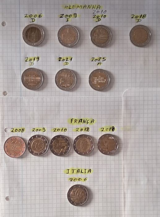 Moedas Comemorativas da Alemanha, França e Italia (circuladas)