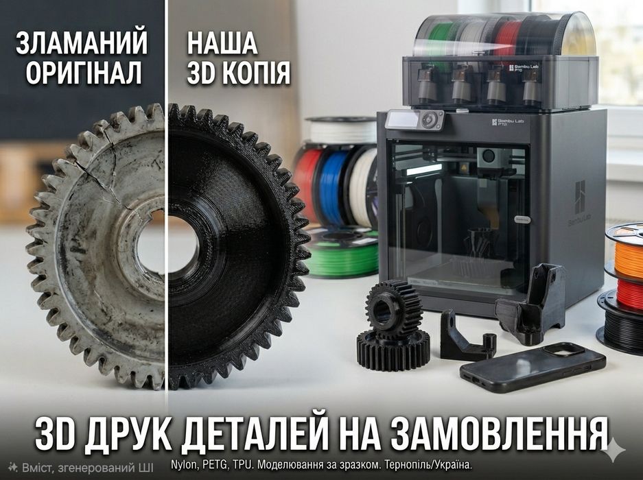 3D друк Тернопіль послуги 3D моделювання шестерні автодеталі корпуси Nylon