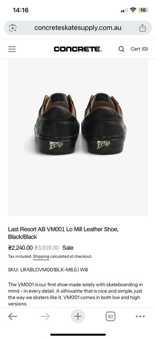 Last Resort AB VM001 Lo Mill Leather Shoe, Black