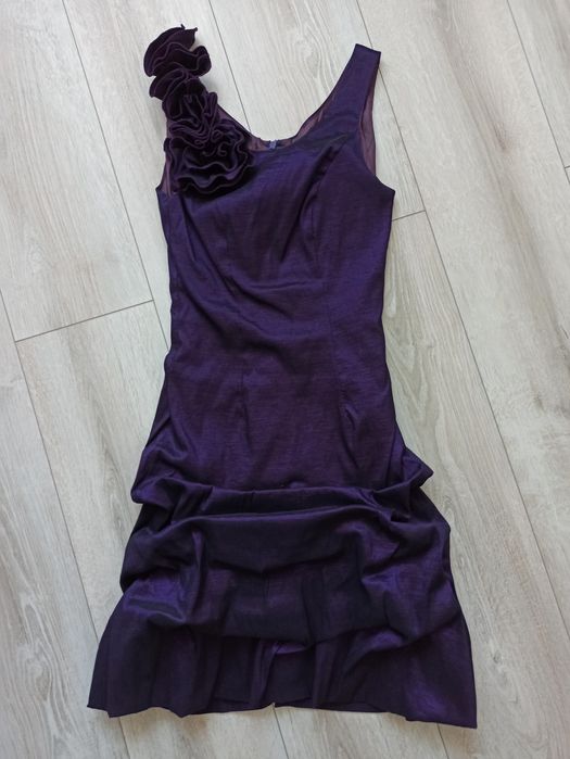 Elegancka sukienka fioletowa na studniówkę, wesele, koktajlowa S 36