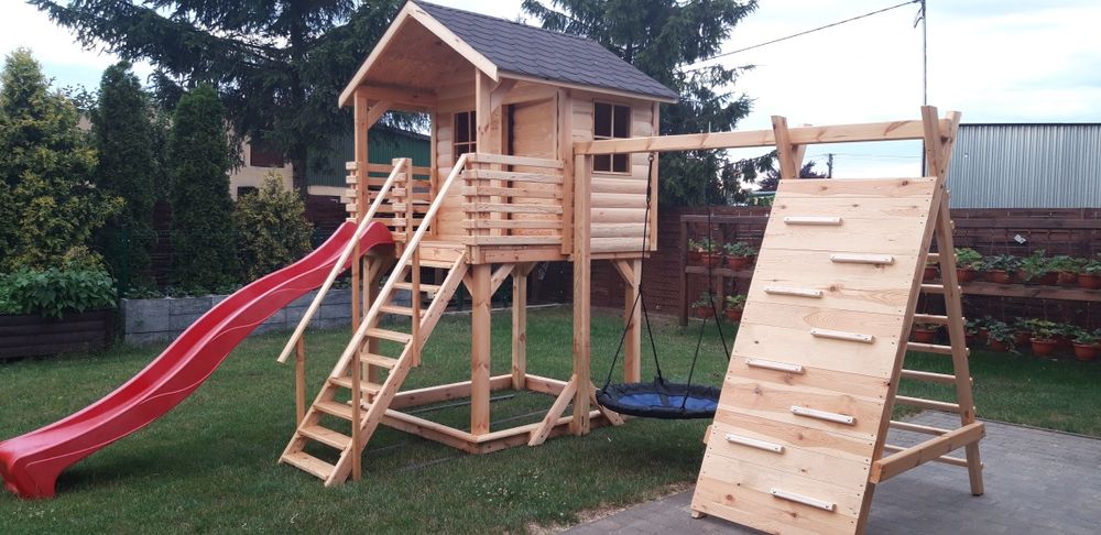 Plac zabaw drewniany domek dla dzieci „przygotowany do pomalowania”