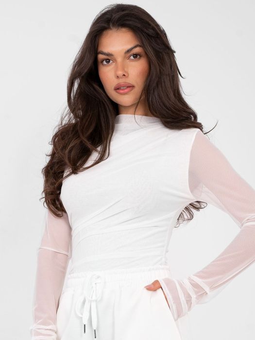 Biała bluzka damska ITALY MODA drapowana z marszczeniami elegancka