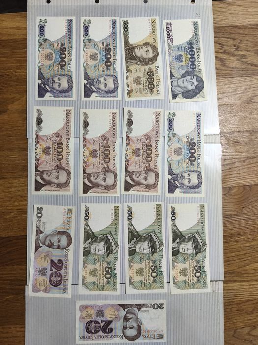 Banknoty PRL - stan bankowy UNC (13 sztuk)