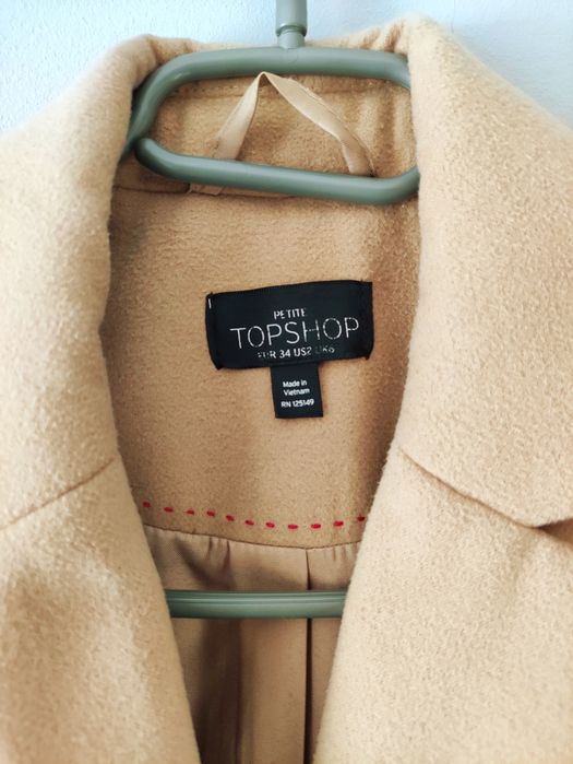 Świetny klasyczny elegancki płaszcz XS 34 TopShop Petit oversize kołni