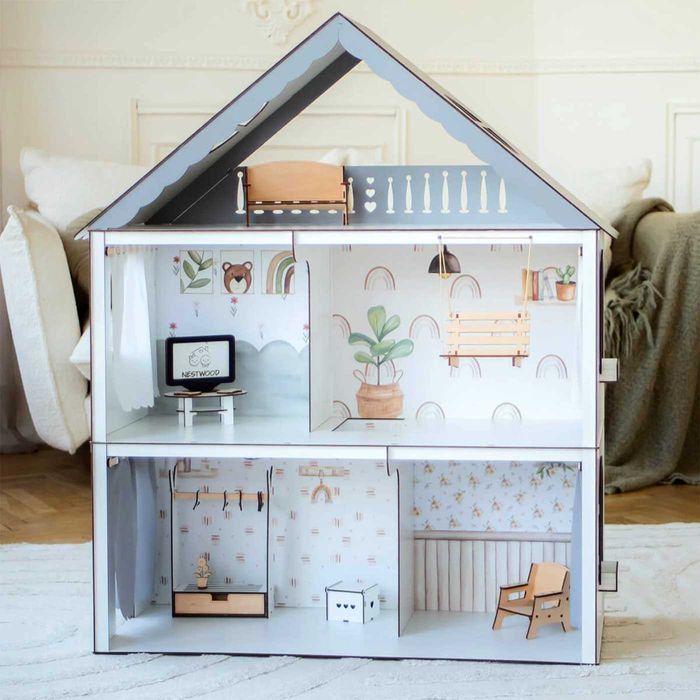 Великий метровий ляльковий будинок Барбі меблі Большой Кукольный домик