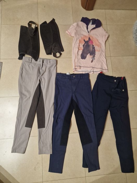 Bryczesy 143-152, bluzeczka polo z koniem,  sztylpy