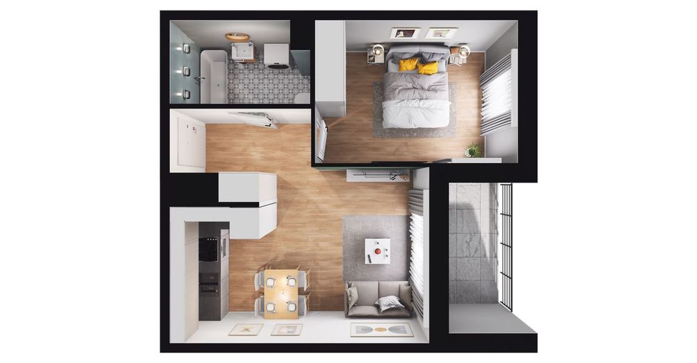 2-pokojowe mieszkanie 37m2 + loggia