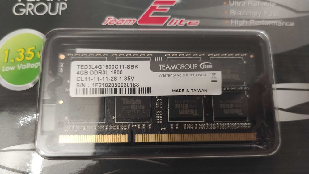 Оперативная память SODIMM DDR3 4GB 1600 Team (TED3L4G1600C11-SBK)