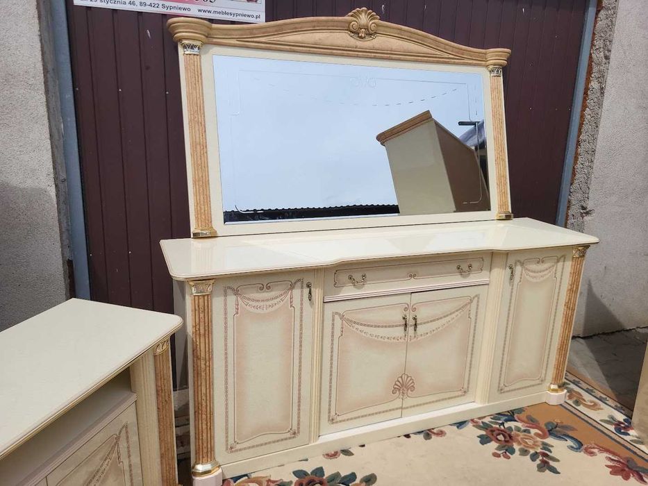 Komplet mebli włoskich komoda witryna lustro imitacja marmuru ! OKAZJA