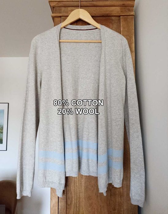 Szary kardigan Bondelid wełna bawełna
