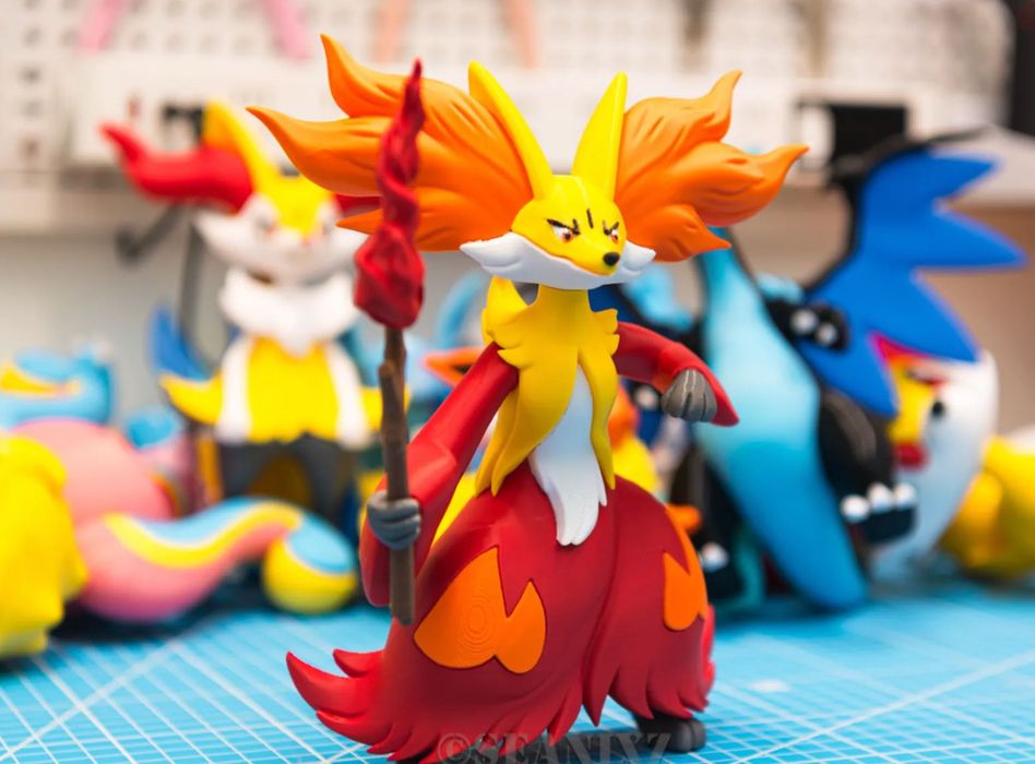Delphox Pokémon 655 figurka z laską ognia
