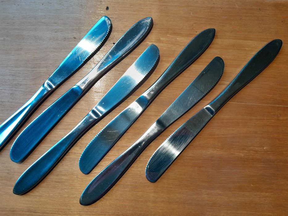 Stare noże obiadowe sztućce stal nierdzewna 6 sztuk
