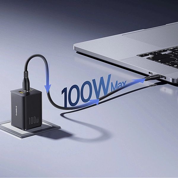 Ładowarka sieciowa Baseus EnerFill FE11/100W 2 x USB-C + USB-A - czarn