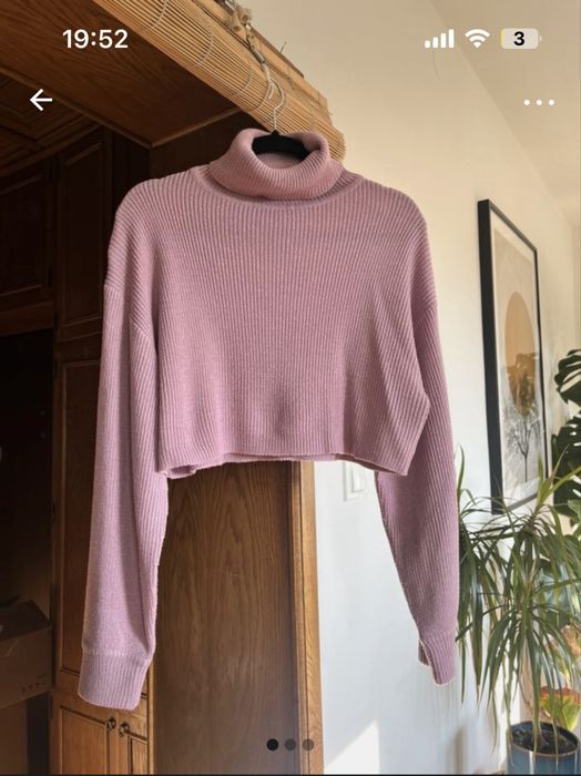 Sweter z golfem H&M xs liliowy