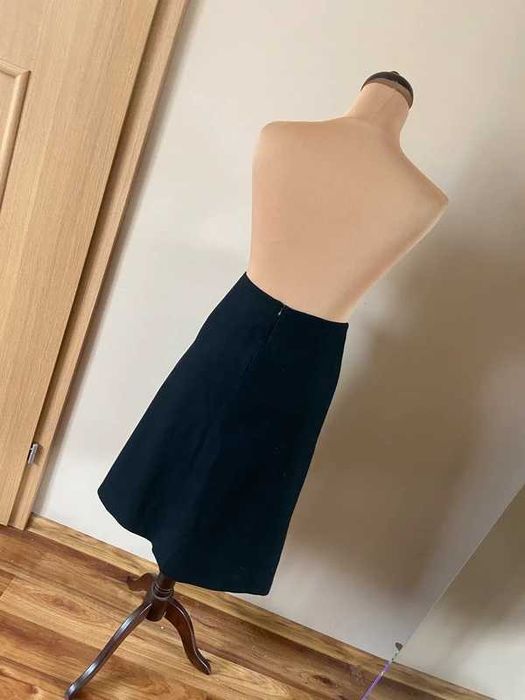 midi trapez wool welna 40 42 +size haft spodnica