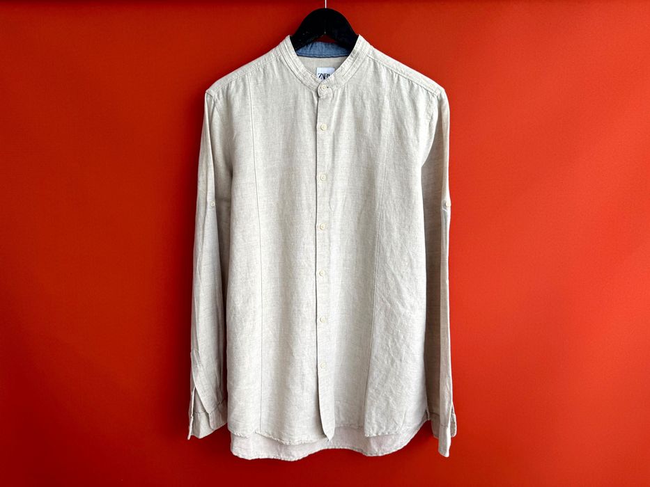 ZARA LINEN Оригінал чоловіча літня лляна сорочка рубашка розмір L
