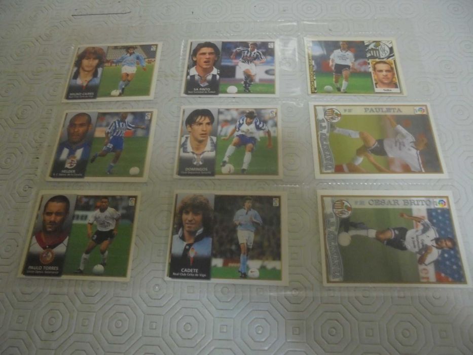 Lote de 63 cromos de jogadores portugueses na La Liga Espanha anos 90