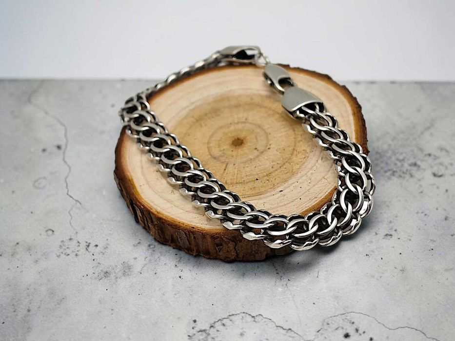 Solidna srebrna męska bransoletka - próba 925 - 27,17g - 23,5cm