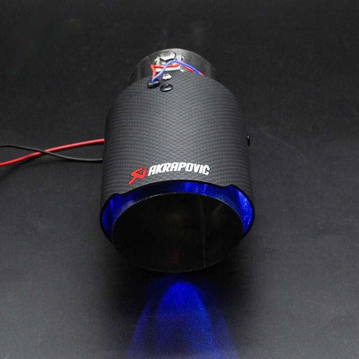 Ponteira escape carbono fosco Akrapovic LED azul