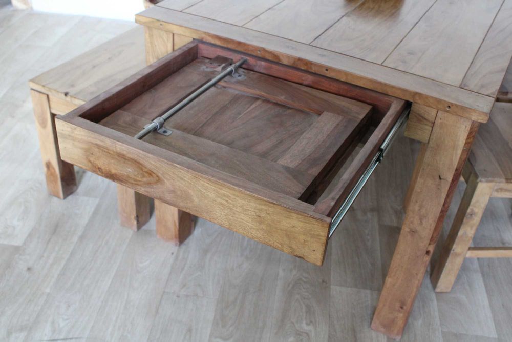 Zestaw stół krzesła ławka kolonialny drewniany rustykalny